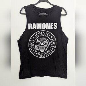 Ramones Black White Hey Ho Let's Go Cutoff Muscle Band Tank Top Size Medium
